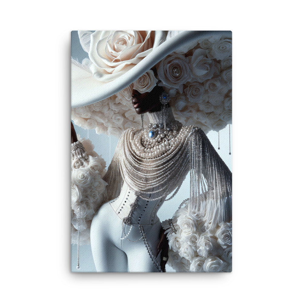 Pearl Rose Elegance: Exquisite White Rose Thin Canvas Print [Portrait]